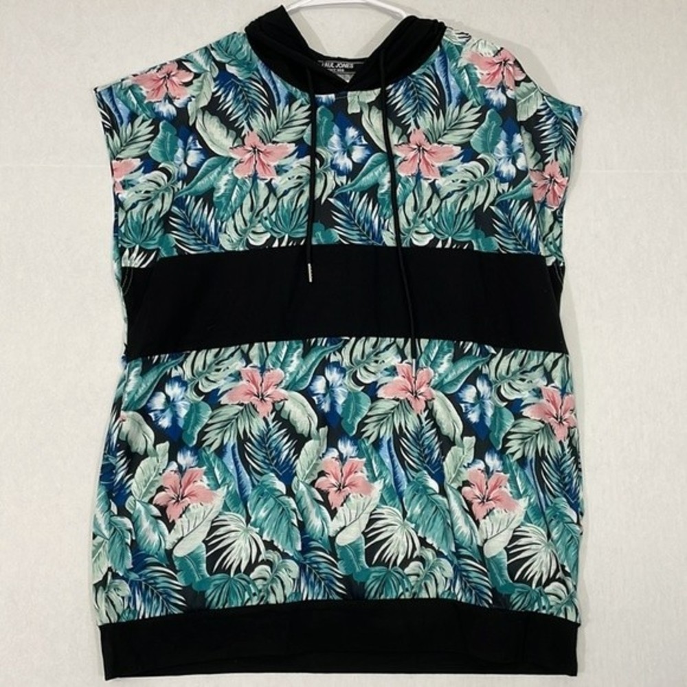 Paul Jones Hoodie NWT Black & Multicolor Tropical Floral, Large